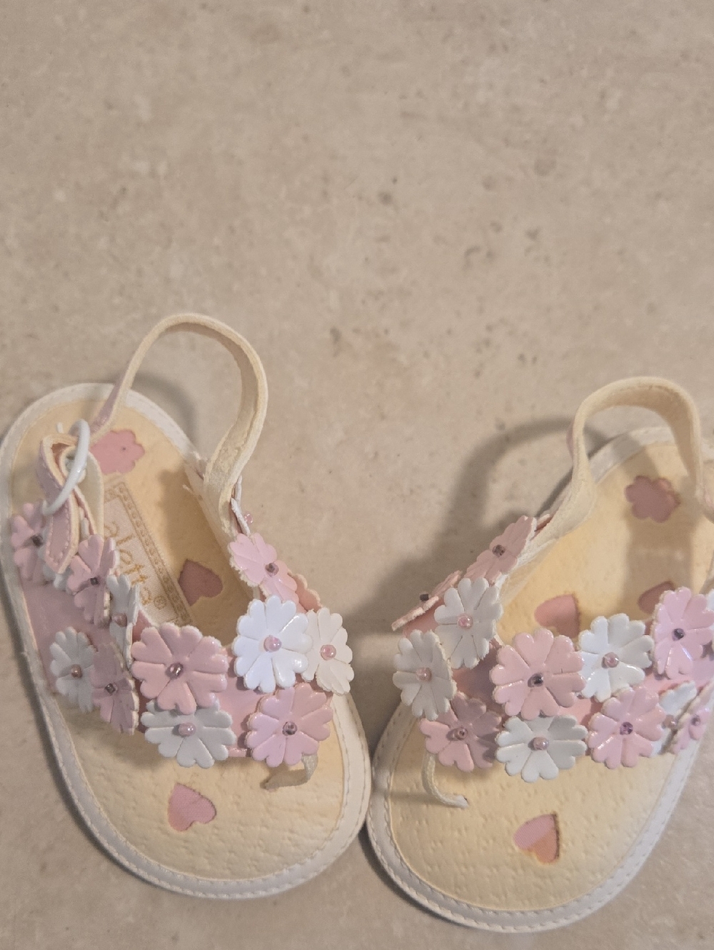 Baby Floral Sandals in Pastel Pink & White